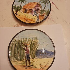 MEXICO POTTERY PLATE HAND PAINTED MID CENTURY